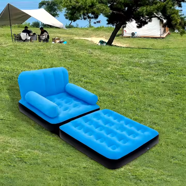 Inflatable Sofa, 5-in-1 Sofa Bed Adult Lazy Sofa Multifunctional Inflatable Bed Portable Inflatable Couch Outdoor Lounge Furniture Quick Inflate Furniture Air-Filled Lounge Chair Easy to Storage