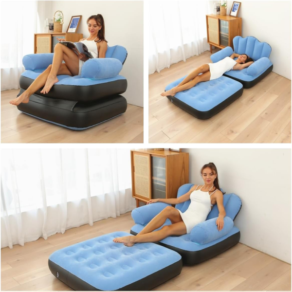 Inflatable Sofa, 5-in-1 Sofa Bed Adult Lazy Sofa Multifunctional Inflatable Bed Portable Inflatable Couch Outdoor Lounge Furniture Quick Inflate Furniture Air-Filled Lounge Chair Easy to Storage