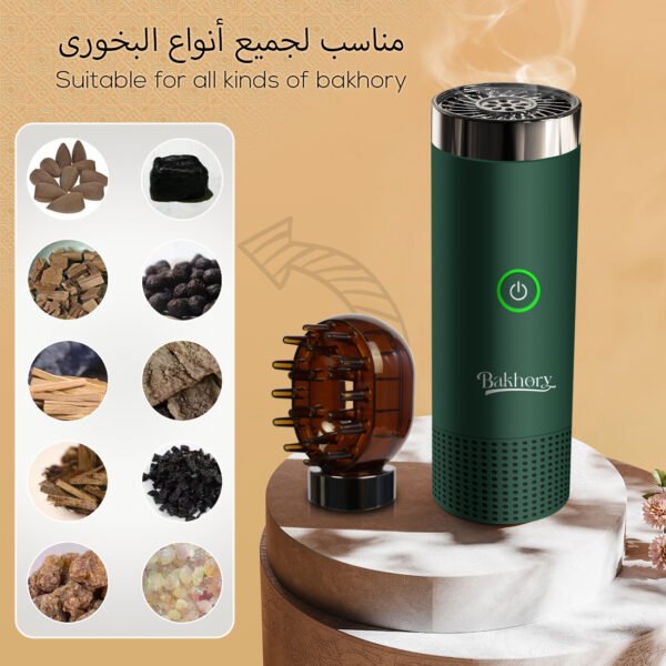 Newest 2 In 1 Hair Incense Bakhoor Burner Electric Bakhoor Arabic Portable USB Rechargeable Wooden Dual Burner